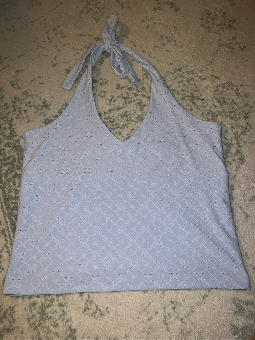 Aeropostale Light Blue Eyelet Halter Camisole